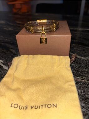 Louis Vuitton Brown Monogram Double Wrap Bracelet with Gold Hardware